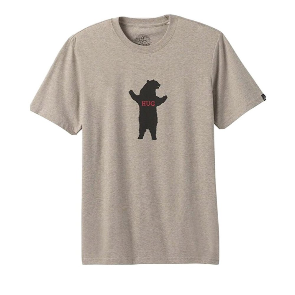 Prana Bear Squeeze Jouneyman T-shirt Large Shirt Light Gray Outdoor Bear Hug Tee